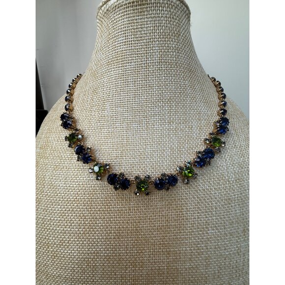 Ann Taylor Gold-Tone Necklace With Green & Blue Crystal Accents - Picture 4 of 12